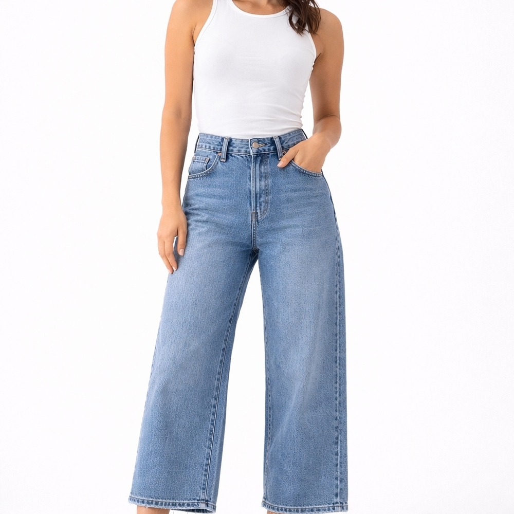 Classic Blue Wide-Leg Women Jeans